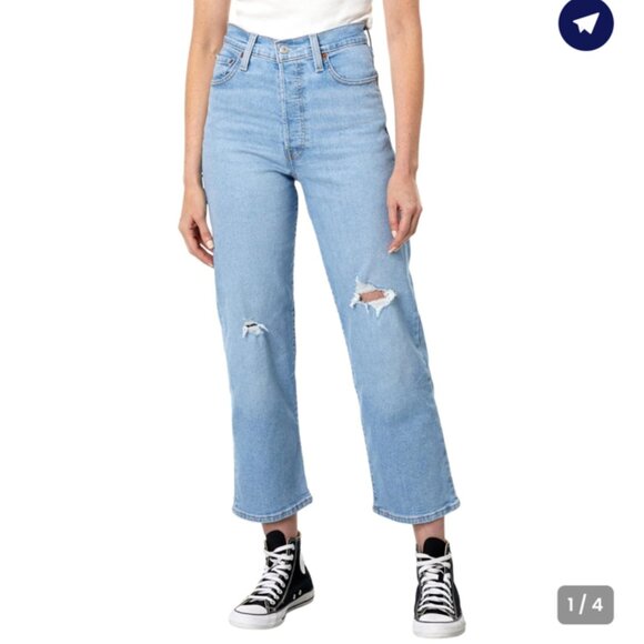 Levi's Ribcage Straight Ankle Hidden Button Fly Jeans 29 - Picture 1 of 16